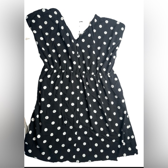 Ava & Viv Dress Womens 1X (18) Black White Polka Dots Midi Dress With Pockets - Picture 1 of 10